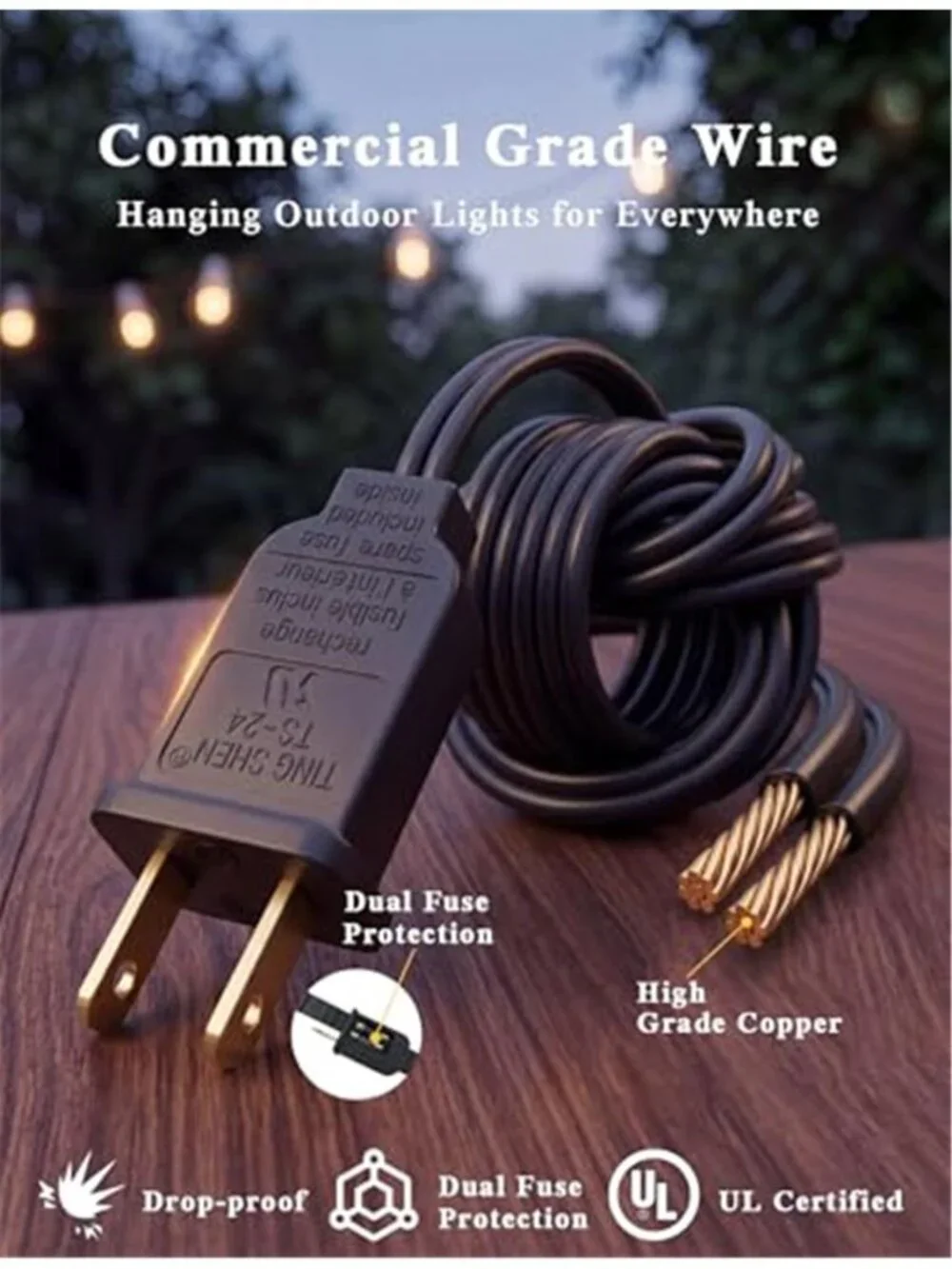 50FT G40 Globe String Lights, Outdoor Patio String Lights with 53 Edison Globe